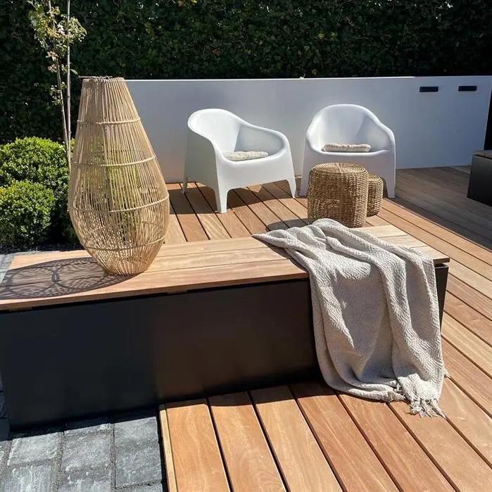 Design-Gartenbank Metall und Holz 200 cm