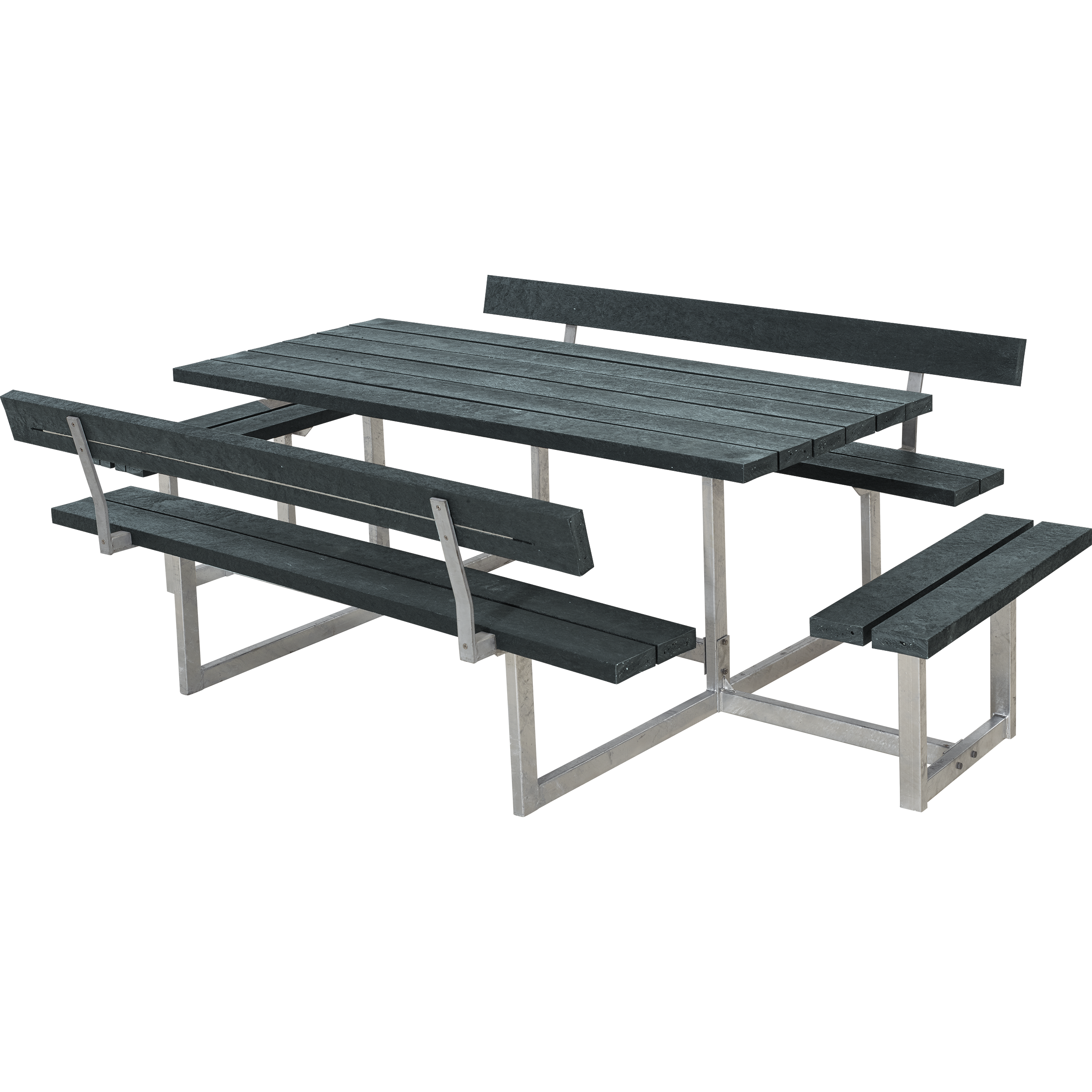 VARIO Outdoor-Sitzgruppe mit 8 Sitzplätzen und 2 Rückenlehnen, ReTex grau