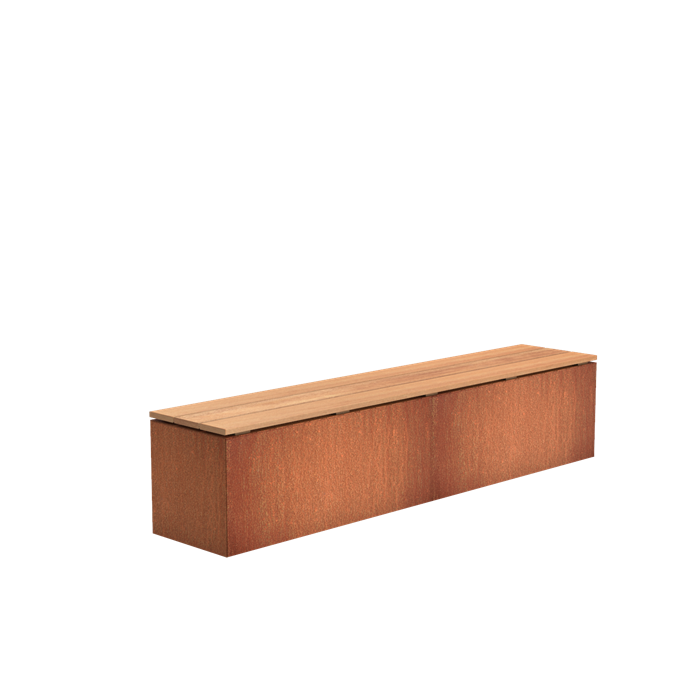 gartenbank-corten-holzauflage-sockel-mauer-ckw30
