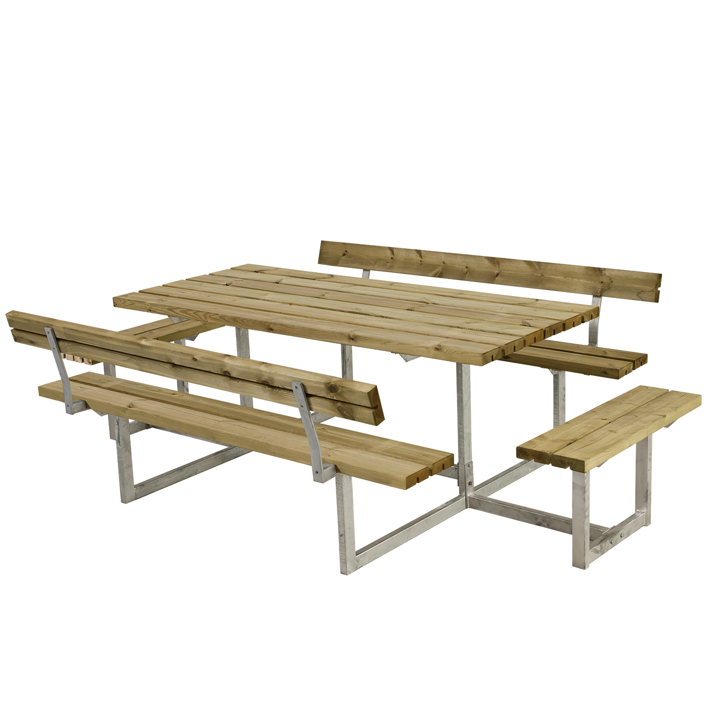 VARIO Outdoor-Sitzgruppe mit 8 Sitzplätzen und 2 Rückenlehnen, Holz druckimprägniert