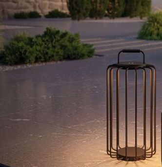 Outdoor-Laterne BALI schwarz, Akku + Dimmer, 2 Größen Höhe 50 cm