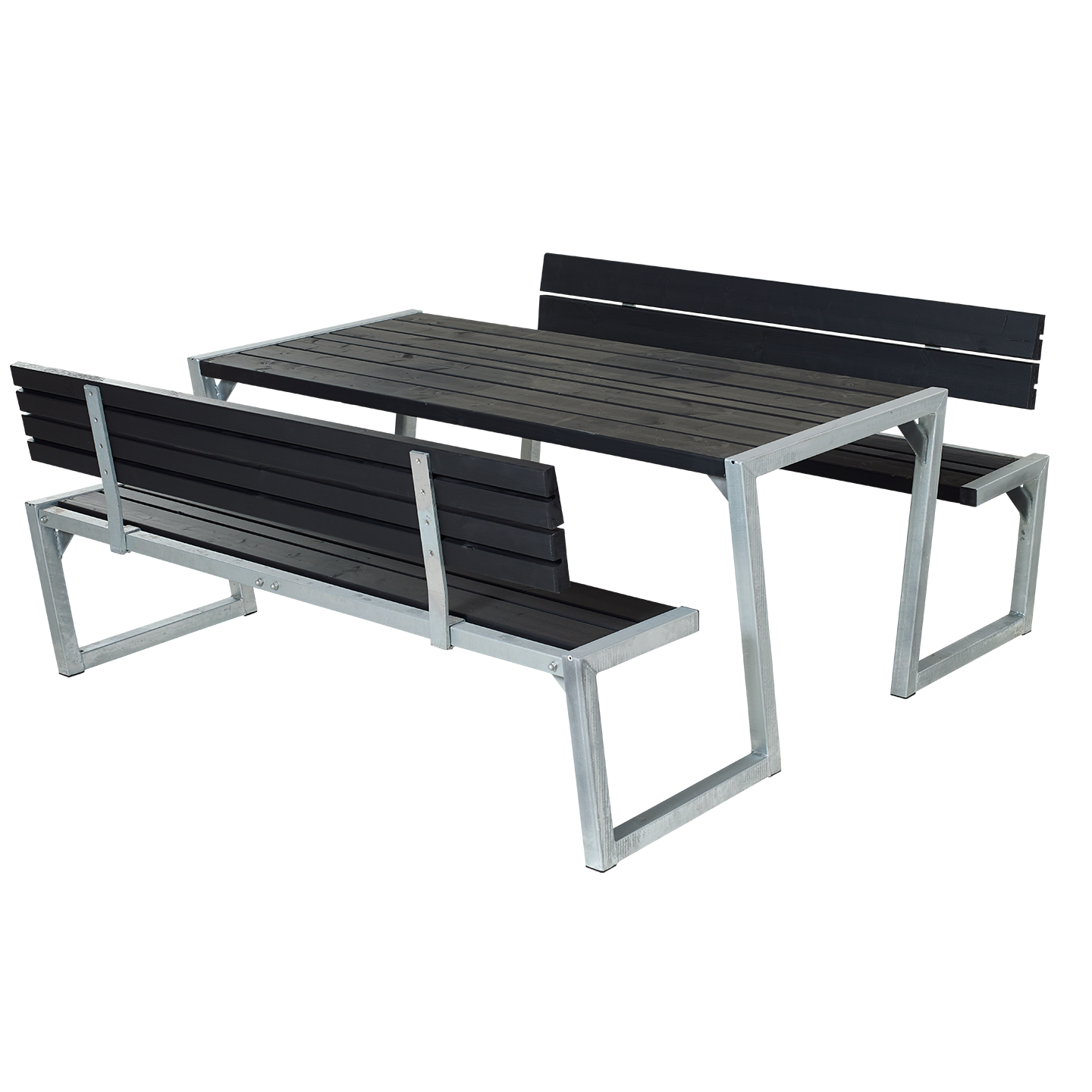 BERLIN Outdoor-Sitzgruppe, Holz schwarz, mit 2 Rückenlehnen