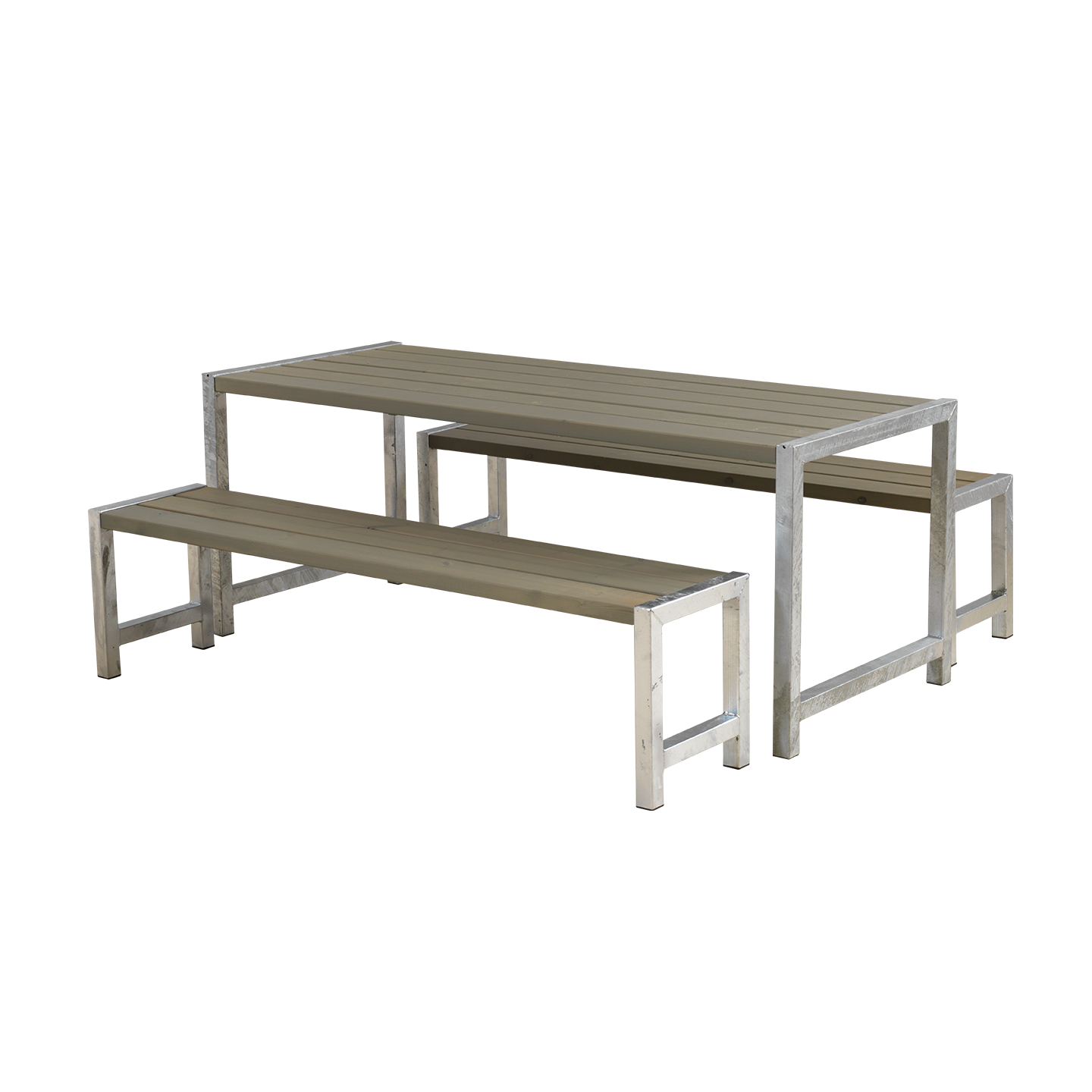 OSLO Outdoor-Sitzgruppe Holz grau,  1 Tisch und 2 Bänke