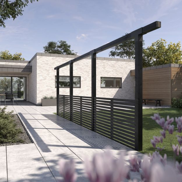 garten-pergola-einreihig-holz-schwarz-ambiente