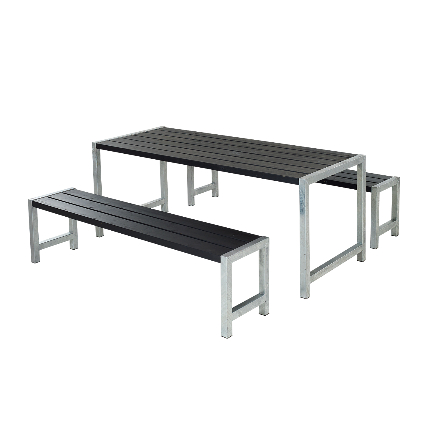 OSLO Outdoor-Sitzgruppe Holz schwarz,  1 Tisch und 2 Bänke