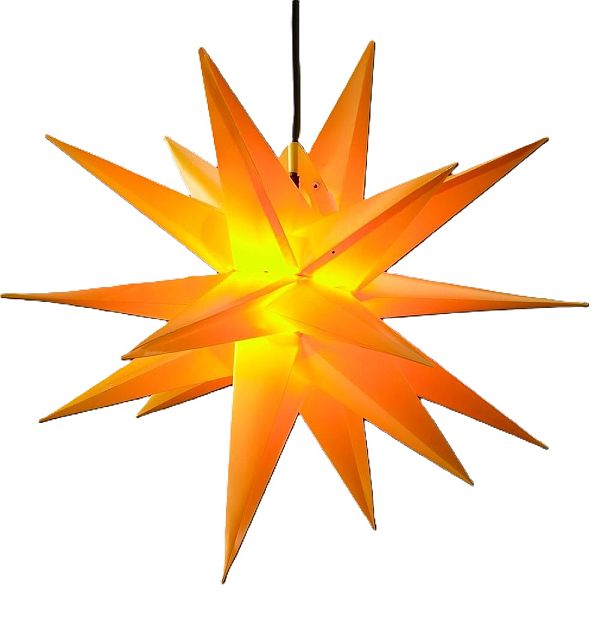 Gelber Weihnachtsstern Ø55 cm beleuchtet für außen inkl. 4m Stromkabel und Timer
