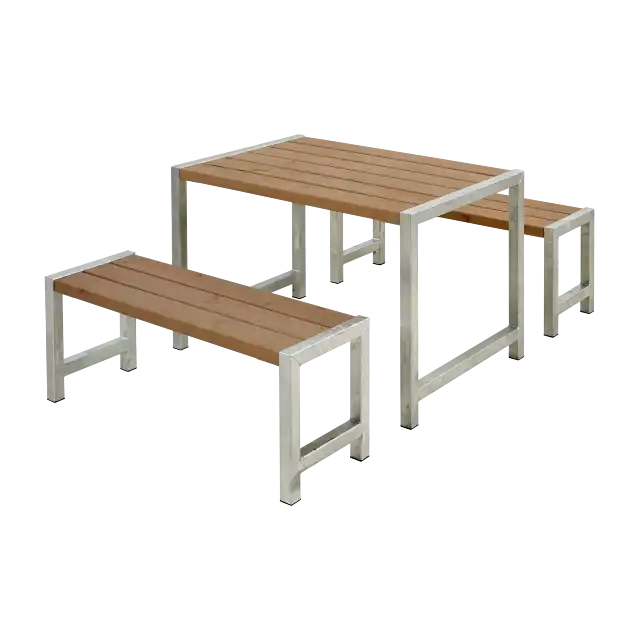 Balkon Sitzgarnitur 127 cm, Massivholz Farbauswahl, Tisch und 2 Bänke