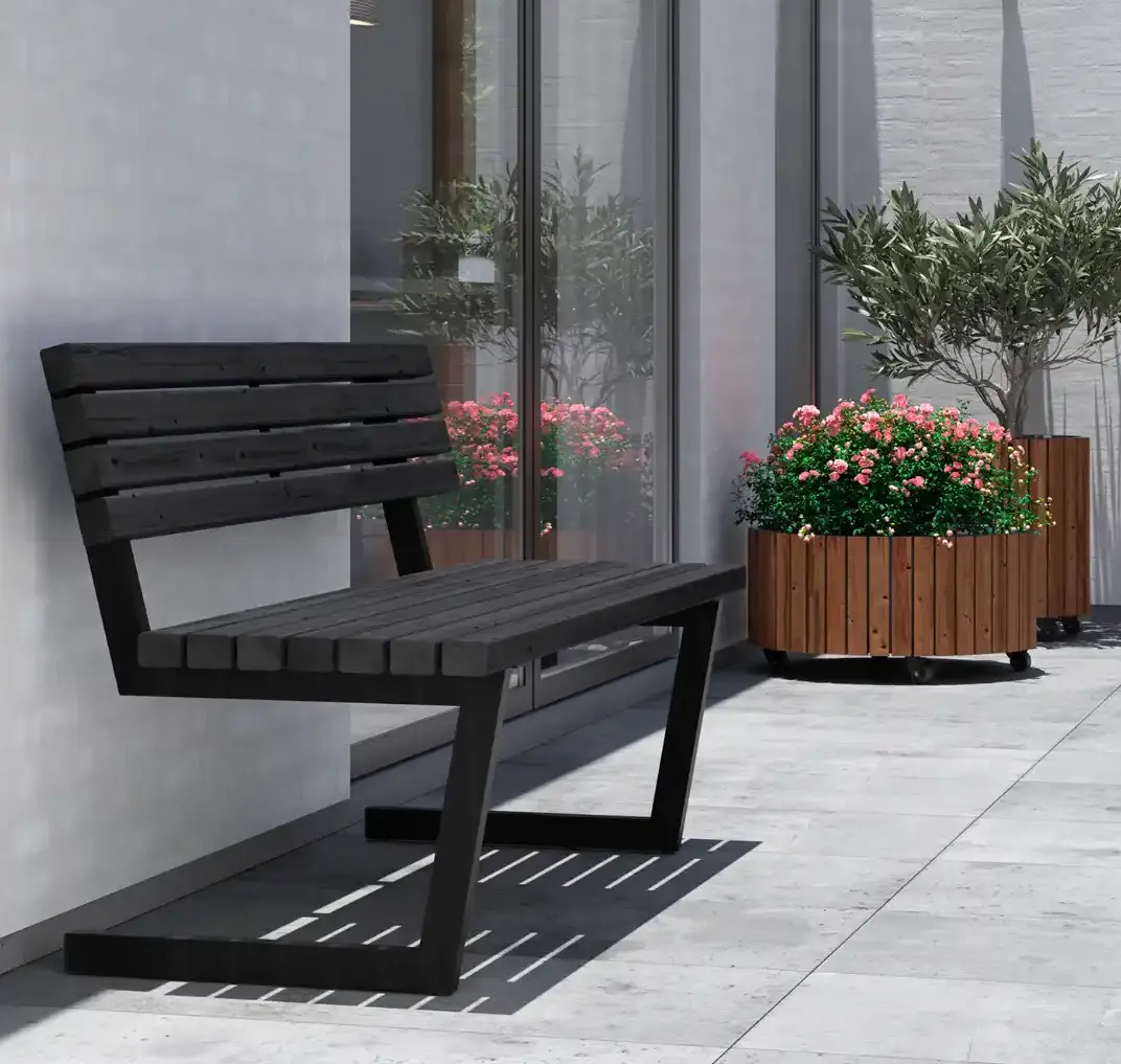 LOFT Schwarzes Design Gartensofa, 150 cm breit