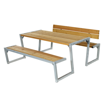 LOLA Outdoor-Sitzgruppe, Lärche, Tisch und Bänke fest verbunden 