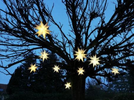 Gelb 3D LED 9 Sterne Sternenkette Lichterkette Weihnachtsstern Außenstern wetterfest für außen und innen 4m Kabel wetterfest von Dekowelt 
