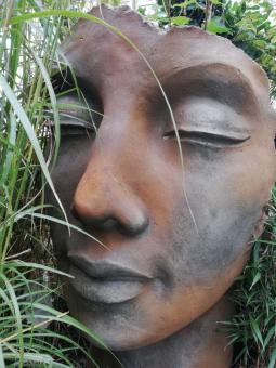 Gesicht Mann/Frau Rostoptik Gartenskulptur Portrait 