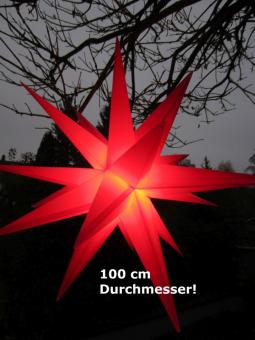 Leucht-Stern für Außen, XXL, 100 cm, rot, inkl. Timer, Leuchtstern mit Kabel, LED 