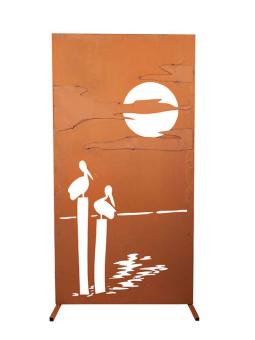 2er-Set Sichtschutz-Wand Edelrost, 200 cm, Motivwahl Meer