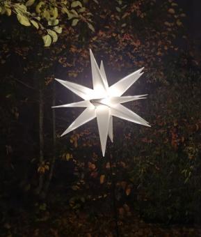 3D-Leucht-Stern für Außen mit Erdspieß, 100 cm oder 60 cm, weiß oder gelb, inkl. Timer, mit Kabel, LED Weiß, 60 cm
