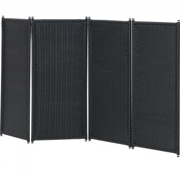 Terrassen-Paravent, Polyrattan schwarz 227x120 cm 