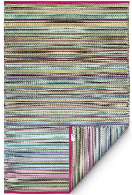 Garten im Quadrat | Outdoor-Teppich Cancun, Streifen blau-rosa-bunt