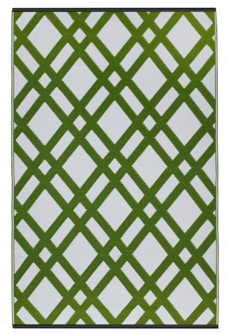 Garten im Quadrat | Outdoor-Teppich Dublin, grün-weiß, Rauten