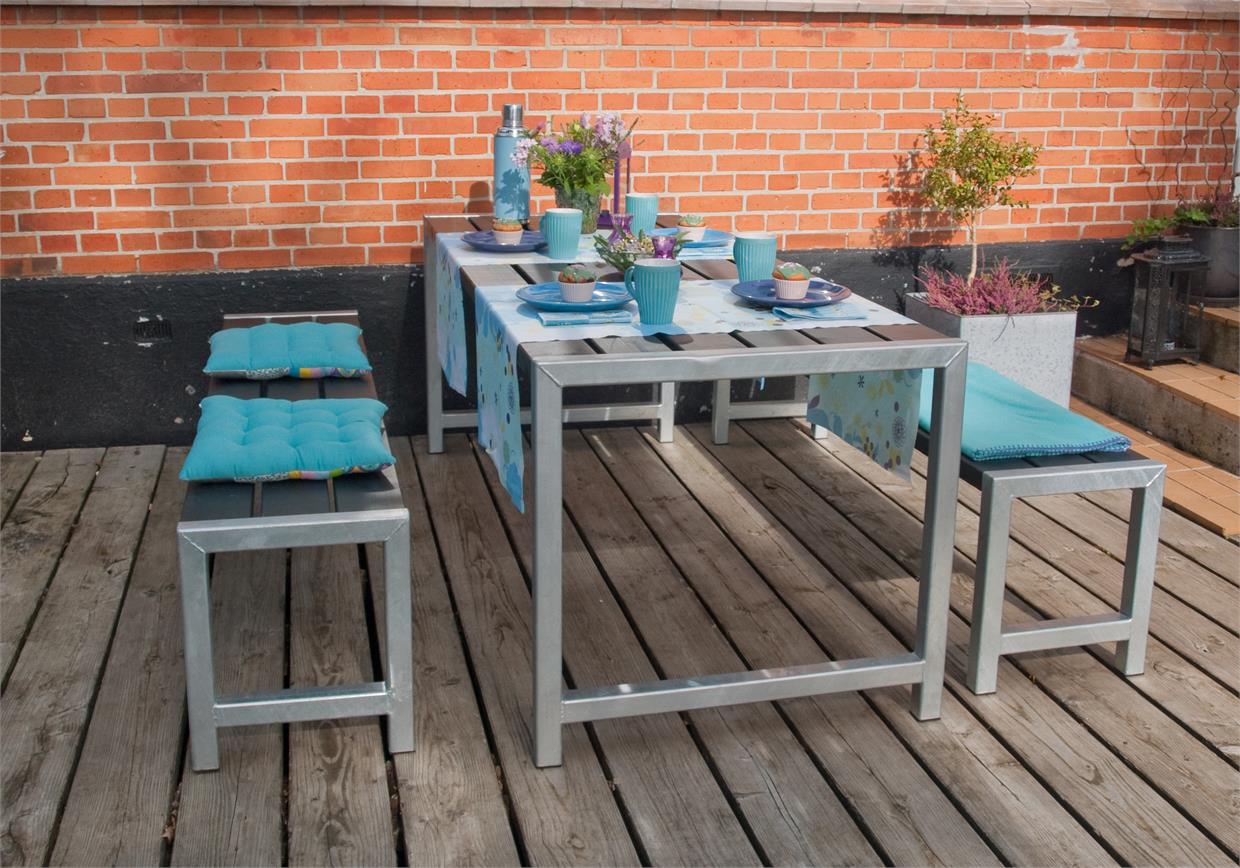 Garten im Quadrat | Moderne Outdoor-Sitzgarnitur Planken, Holz massiv